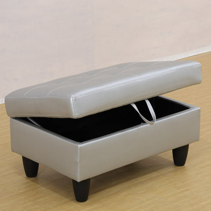 Pouf de rangement en similicuir Blanc Silver