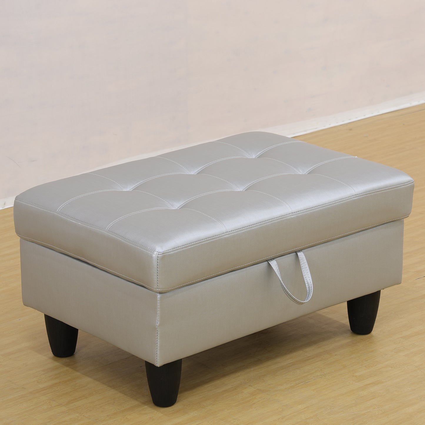 Pouf de rangement en similicuir Blanc Silver