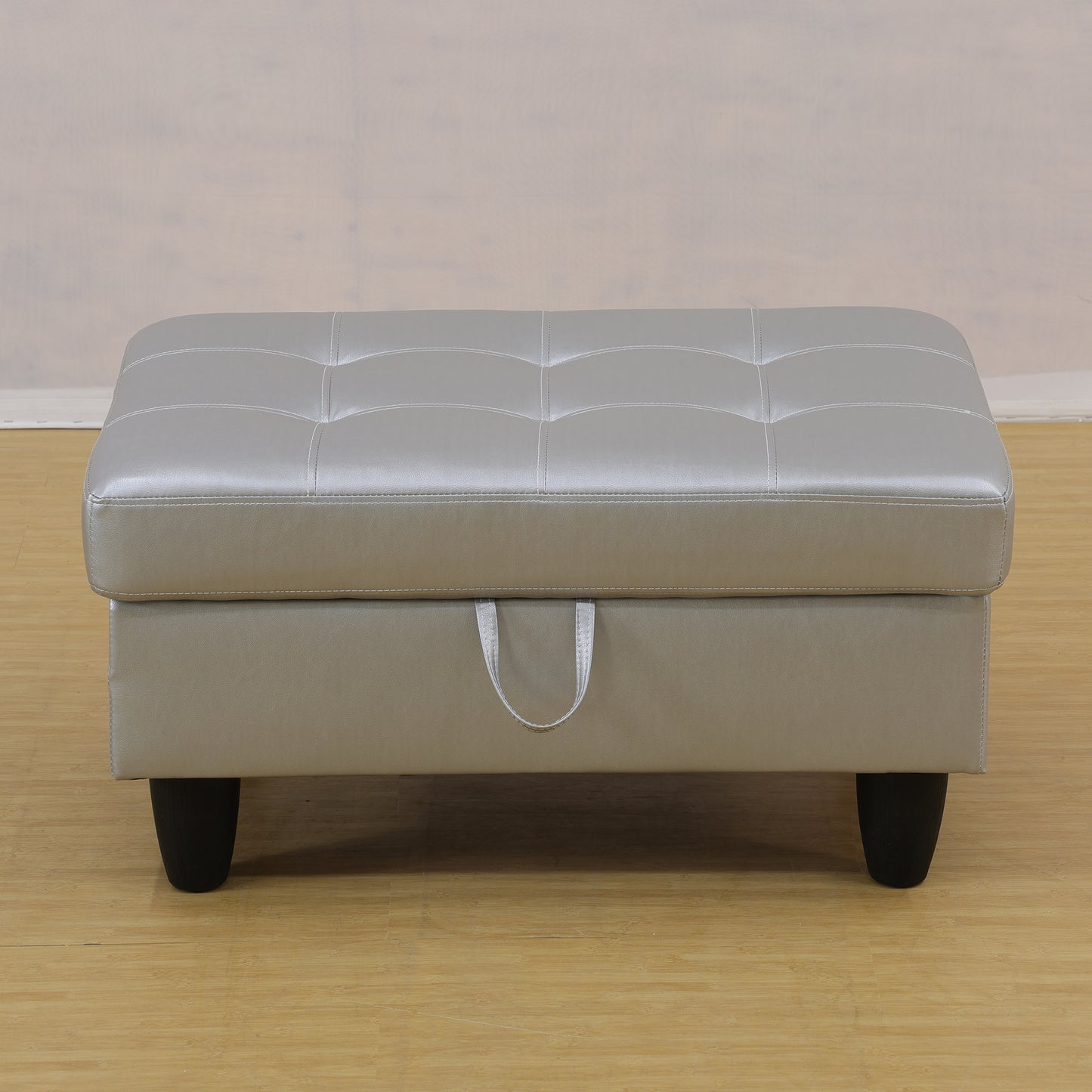 Pouf de rangement en similicuir Blanc Silver