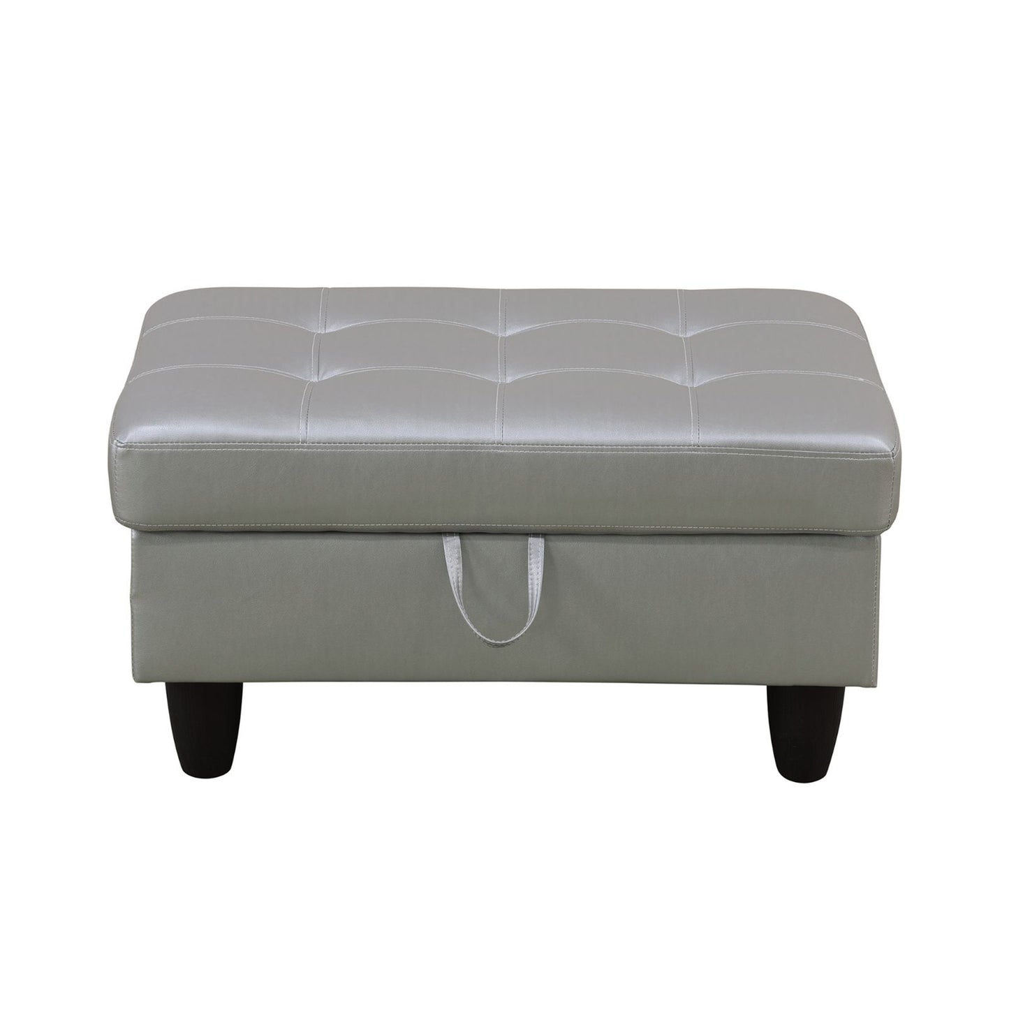 Pouf de rangement en similicuir Blanc Silver