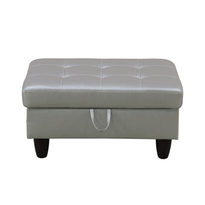 Pouf de rangement en similicuir Blanc Silver