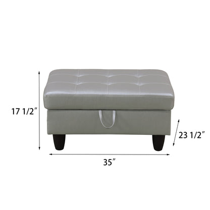 Blanc Silver Faux Leather Storage Ottoman