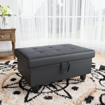 Blanche Black Upholstered Storage Ottoman