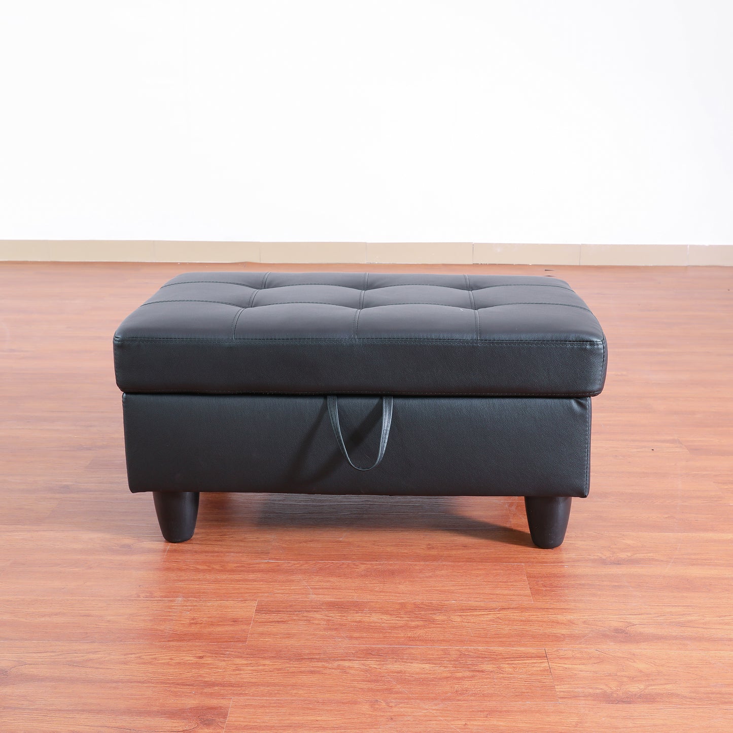 Blanche Black Upholstered Storage Ottoman