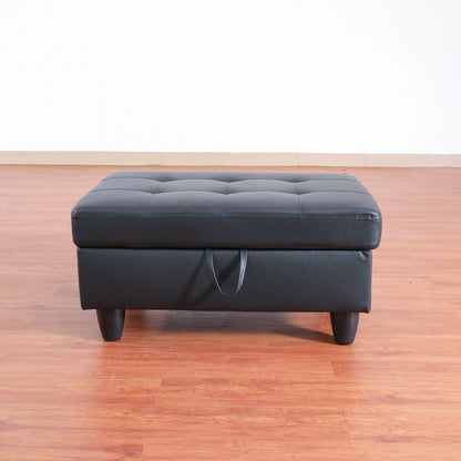 Blanche Black Upholstered Storage Ottoman