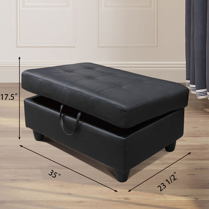 Blanche Black Upholstered Storage Ottoman