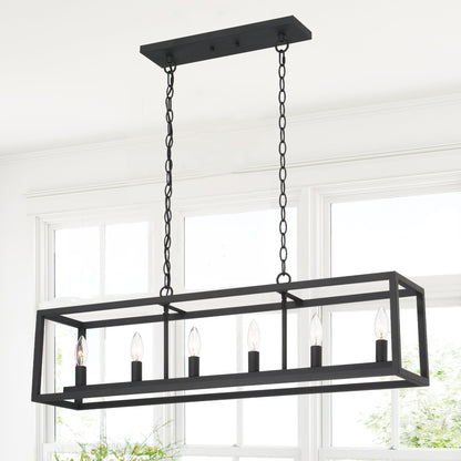 Lustre rectangulaire linéaire à 6 lumières pour îlot de cuisine Modesto homologué UL