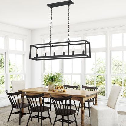 Modesto 6-Light Kitchen Island Linear Rectangle Chandelier UL Listed