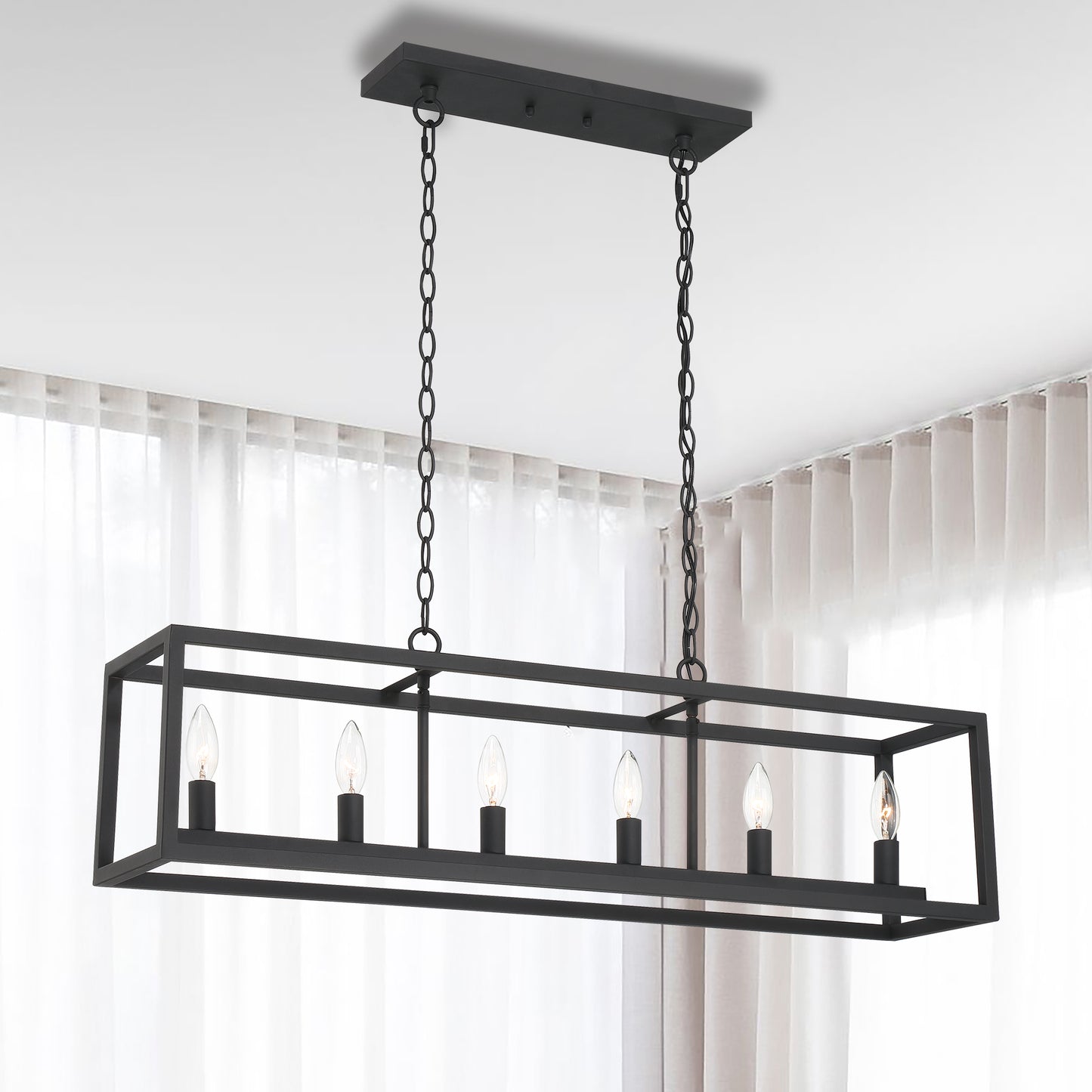 Modesto 6-Light Kitchen Island Linear Rectangle Chandelier UL Listed