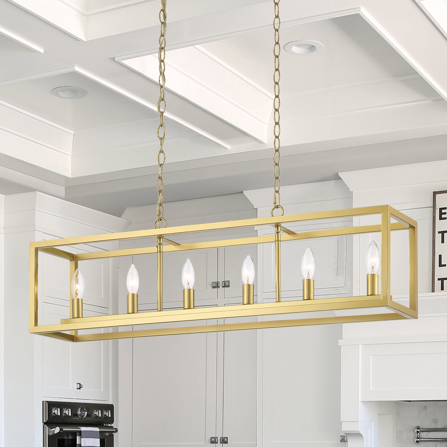 Modesto 6-Light Kitchen Island Linear Rectangle Chandelier UL Listed