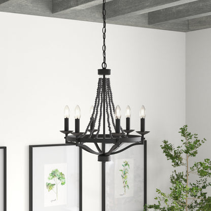 Streator 6-Light Candle Style Empire Entryway Chandelier with Beaded Accents UL Listed