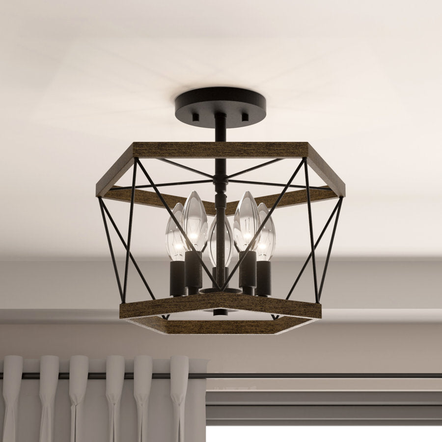 Daytona 5-Light Cage Semi Flush Mount