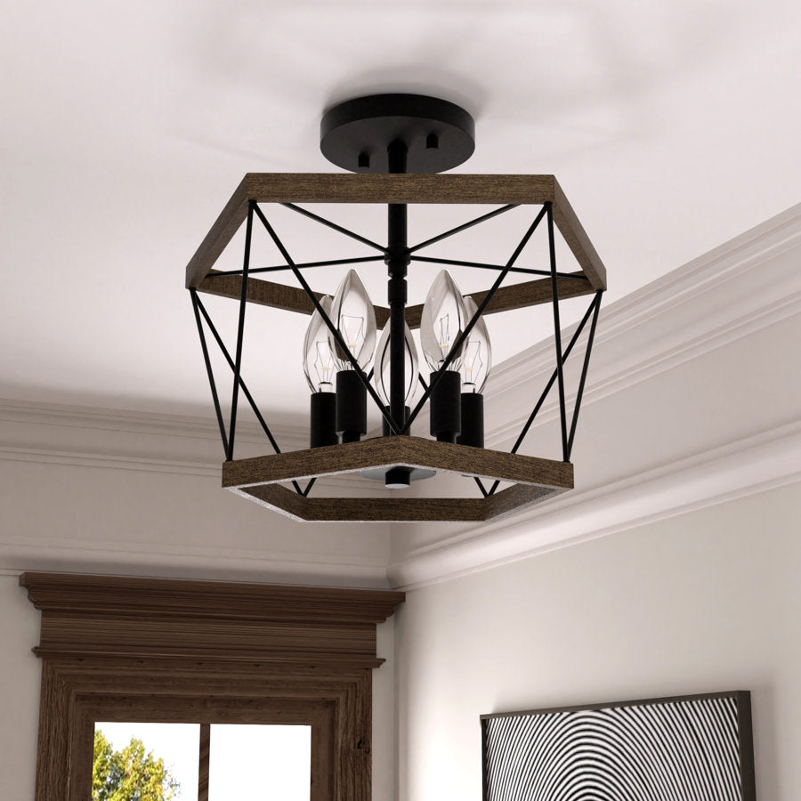 Daytona 5-Light Cage Semi Flush Mount