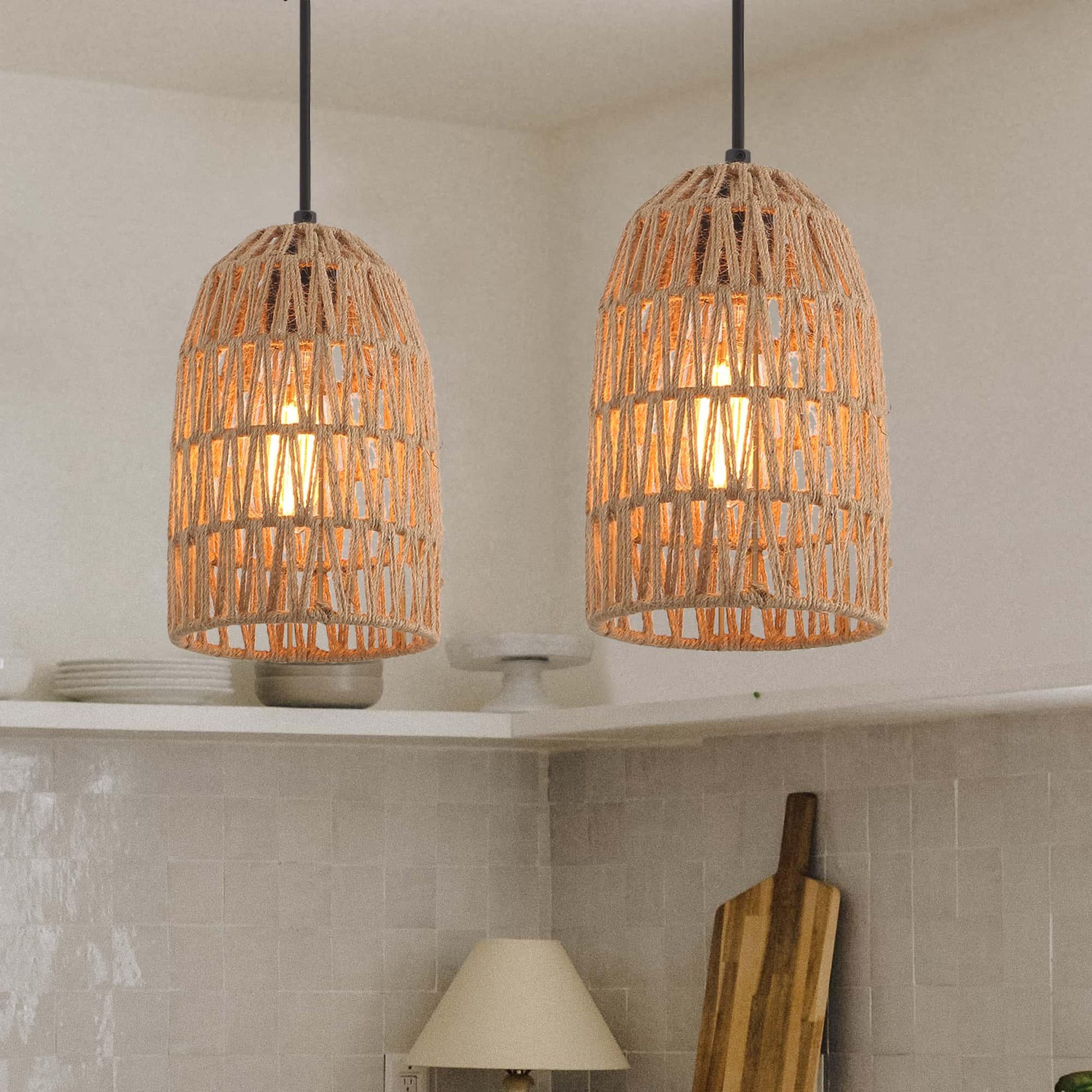 1 light single dome pendant with rope accents (1) by ACROMA