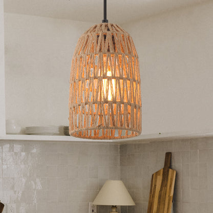 Warner 1 - Light Single Dome Cord Pendant with Rope Accents