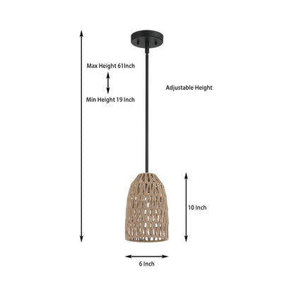 Suspension à dôme simple à 1 lumière Warner avec accents de corde