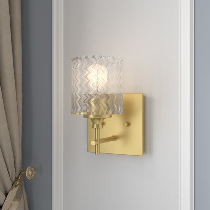 Lodi 1-Light Gold Glass Wall Sconce