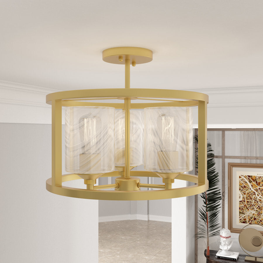 Annie 3-Light Glass Semi Flush Mount