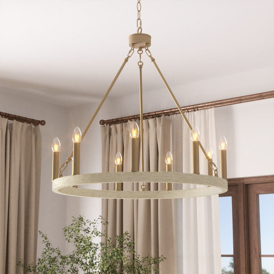 Orlando 9-Light Candle Style Wagon Wheel Chandelier UL Listed