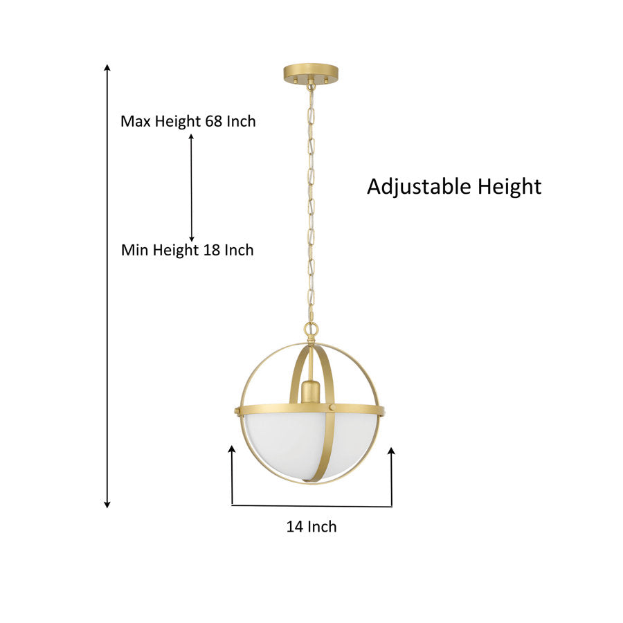 Suspension sphérique dorée à 1 ampoule Hartford homologuée UL