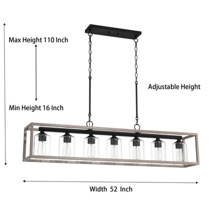 Lustre rectangulaire à 7 lumières pour îlot de cuisine Greeley