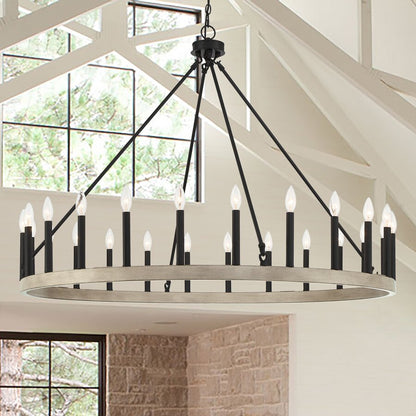 Hamden 24-Light Candle Style Wagon Wheel Chandelier UL Listed