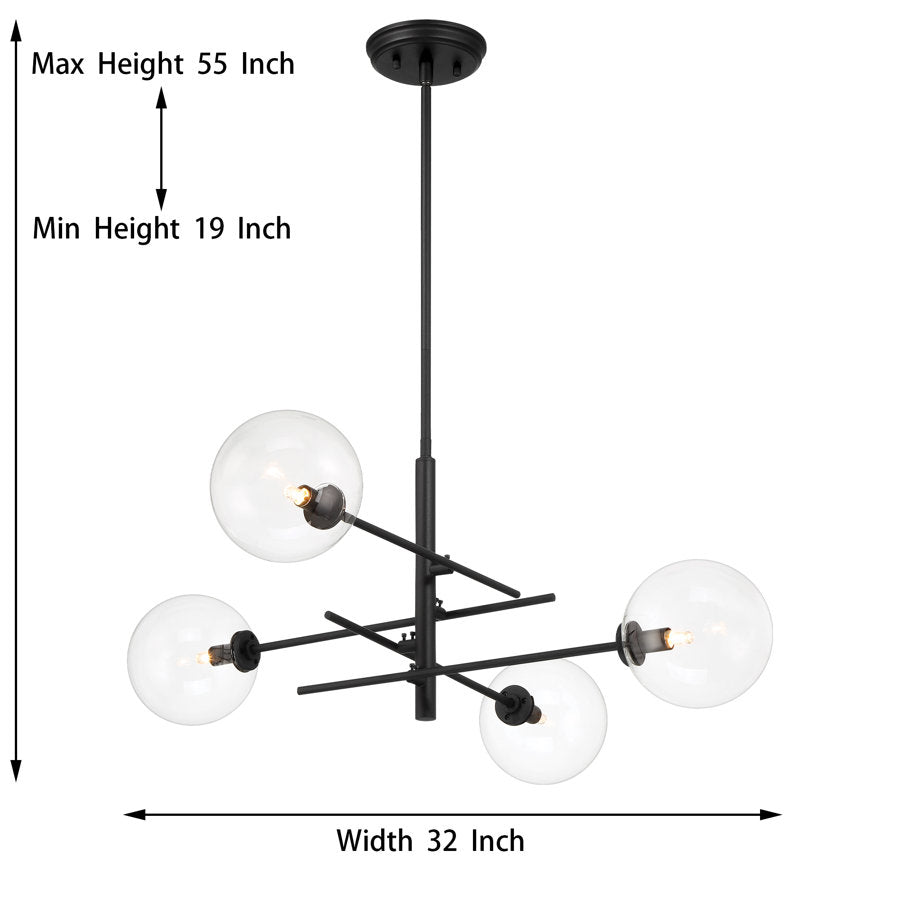 Darell 4-Light Sputnik Modern Linear Chandelier