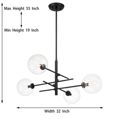 Darell 4-Light Sputnik Modern Linear Chandelier