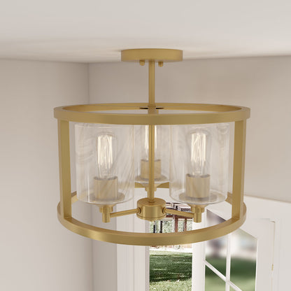 Annie 3-Light Glass Semi Flush Mount