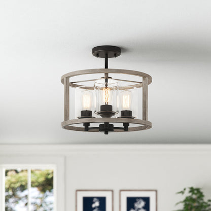 Annie 3-Light Glass Semi Flush Mount