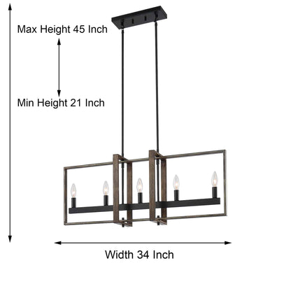 5 light kitchen island rectangle chandelier (9) by ACROMA