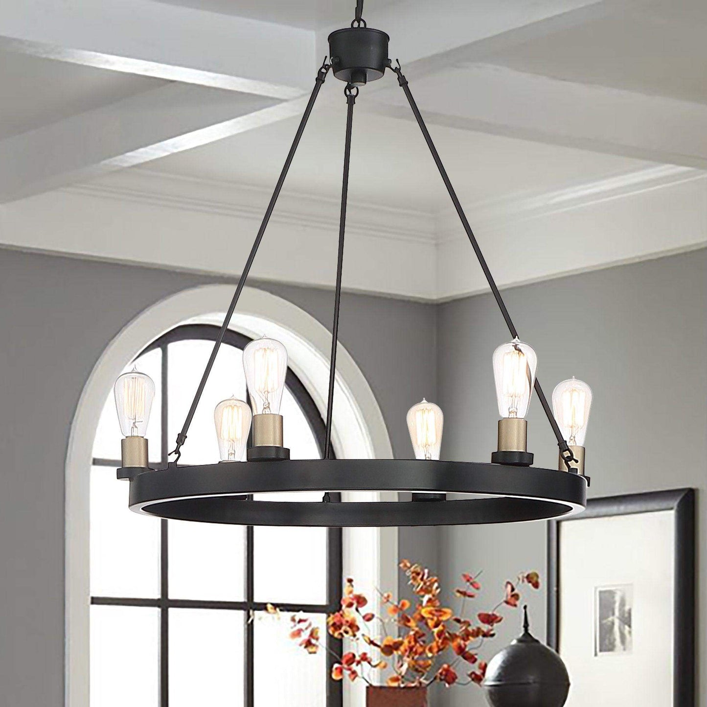 6 light wagon wheel chandelier (1) by ACROMA