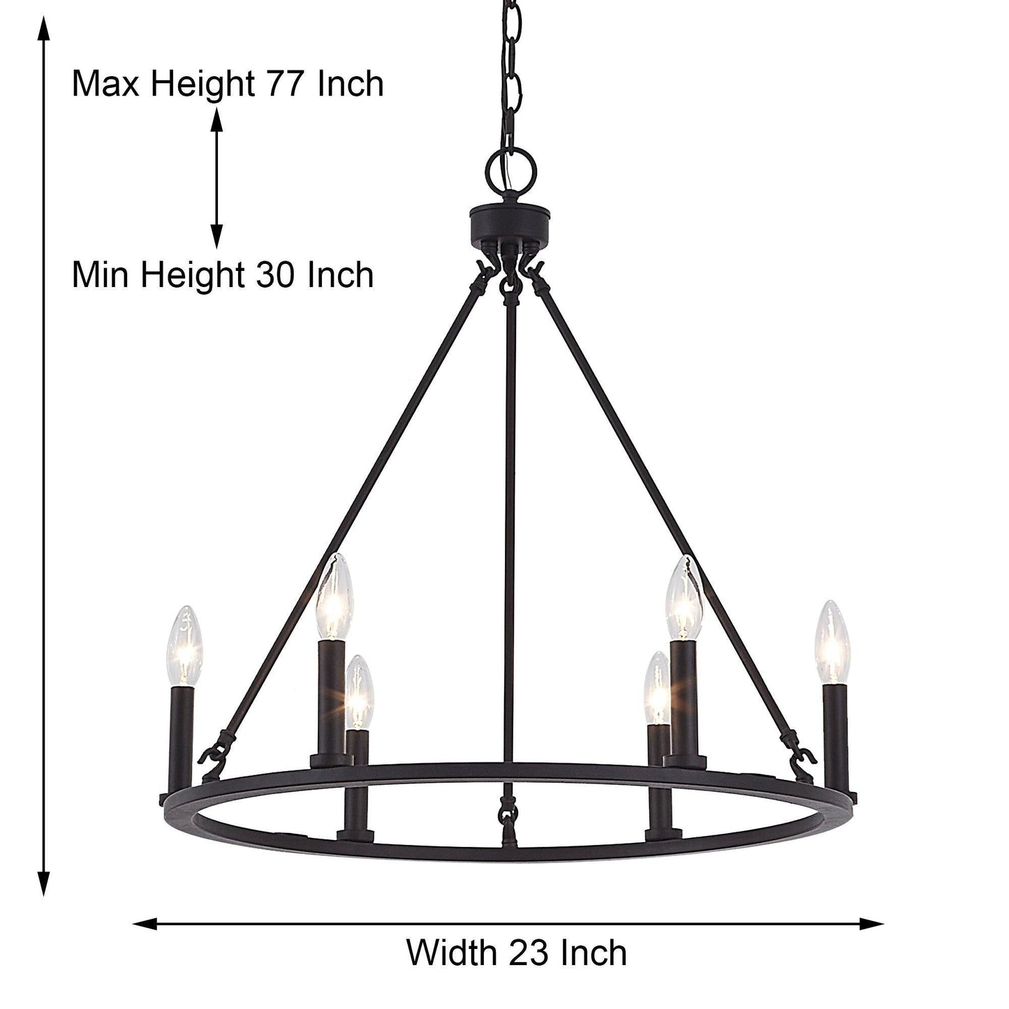 6 light candle style wagon wheel entry chandelier (6) by ACROMA