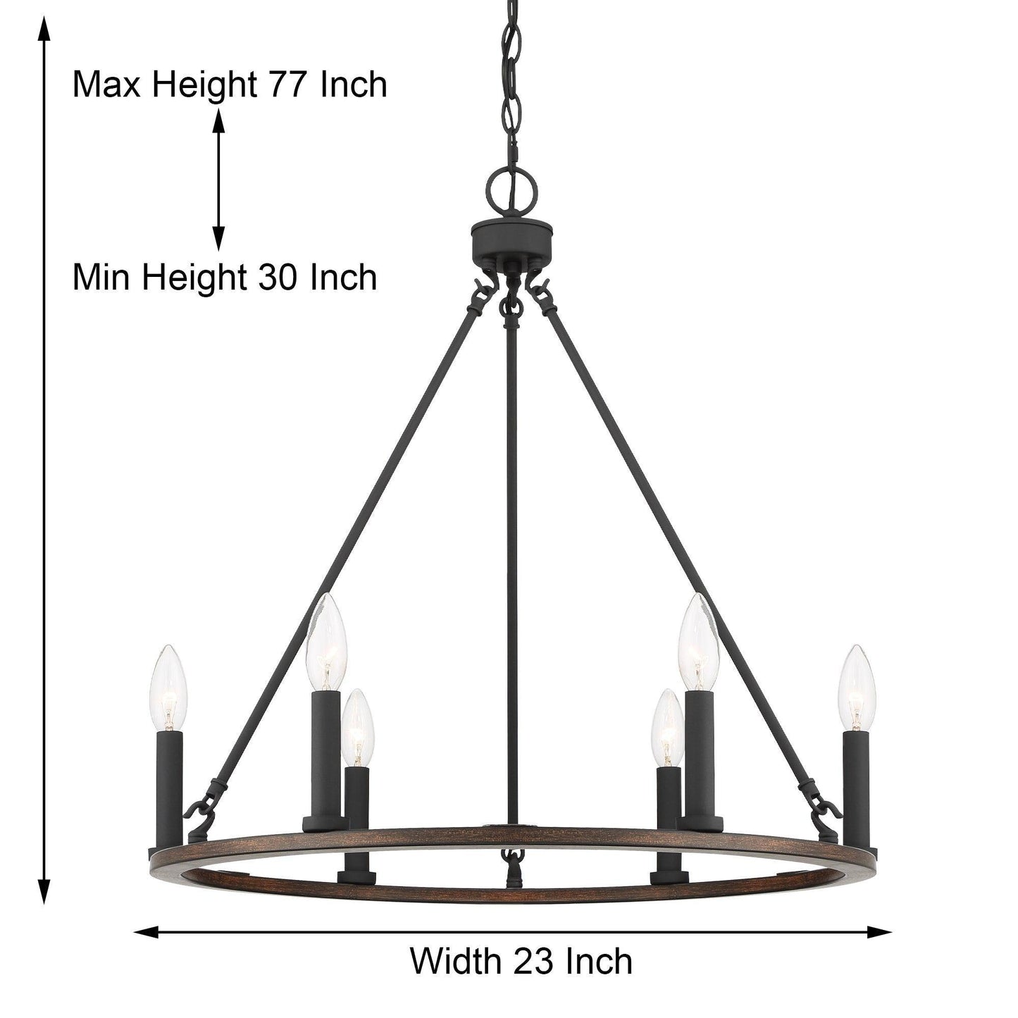 6 light candle style wagon wheel entry chandelier (10) by ACROMA