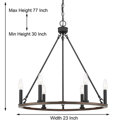 6 light candle style wagon wheel entry chandelier (10) by ACROMA