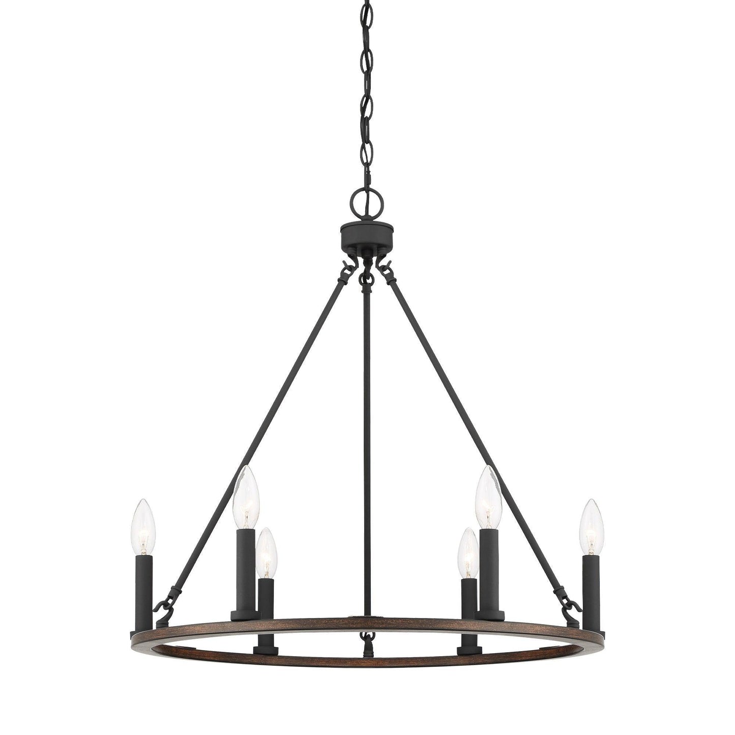 6 light candle style wagon wheel entry chandelier (5) by ACROMA