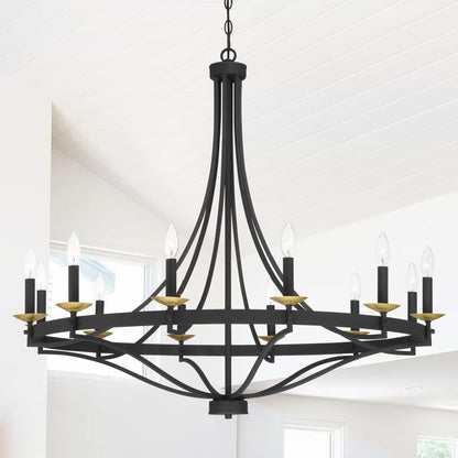 12 light classic candle style wagon wheel chandelier 1 (27) by ACROMA