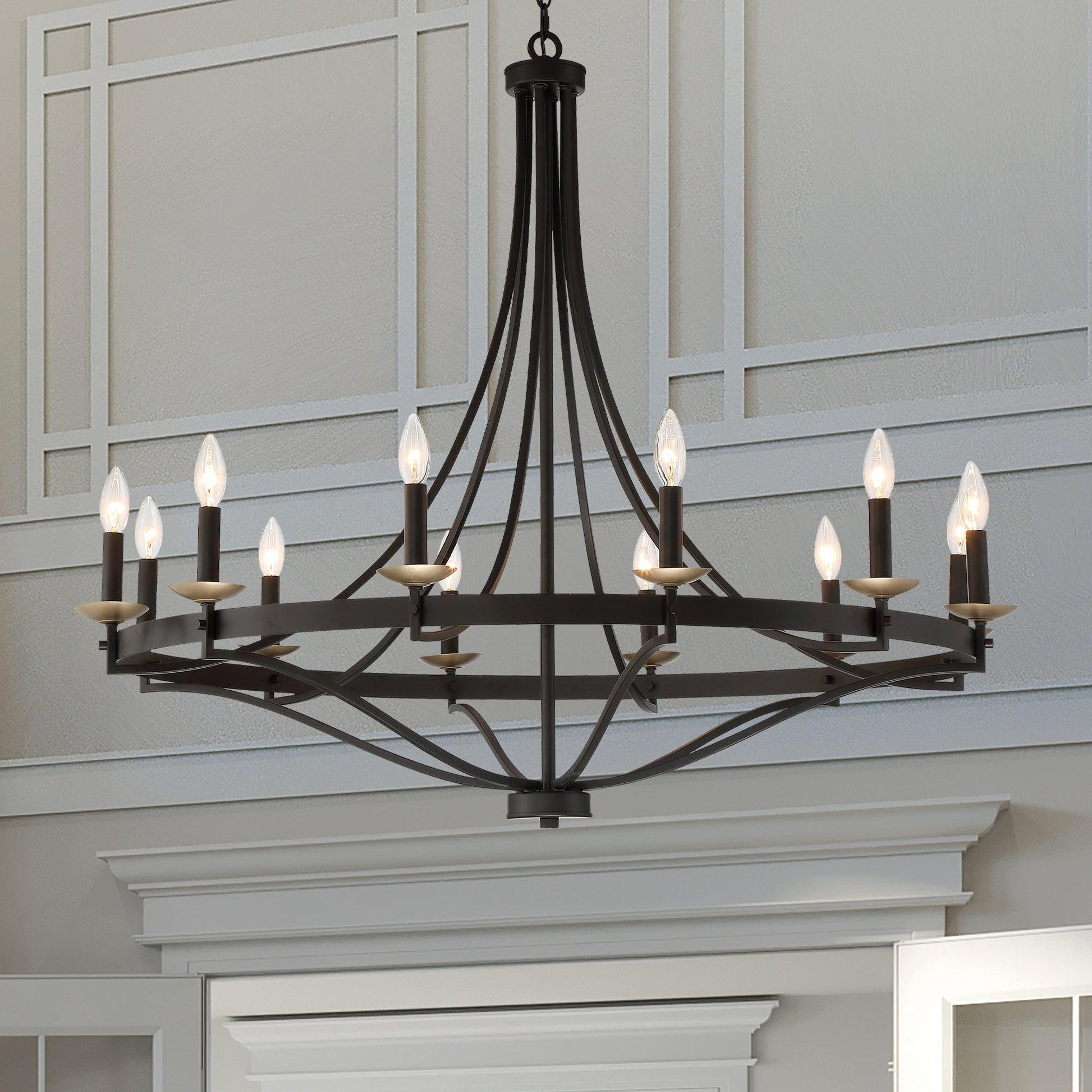 12 light classic candle style wagon wheel chandelier 1 (7) by ACROMA