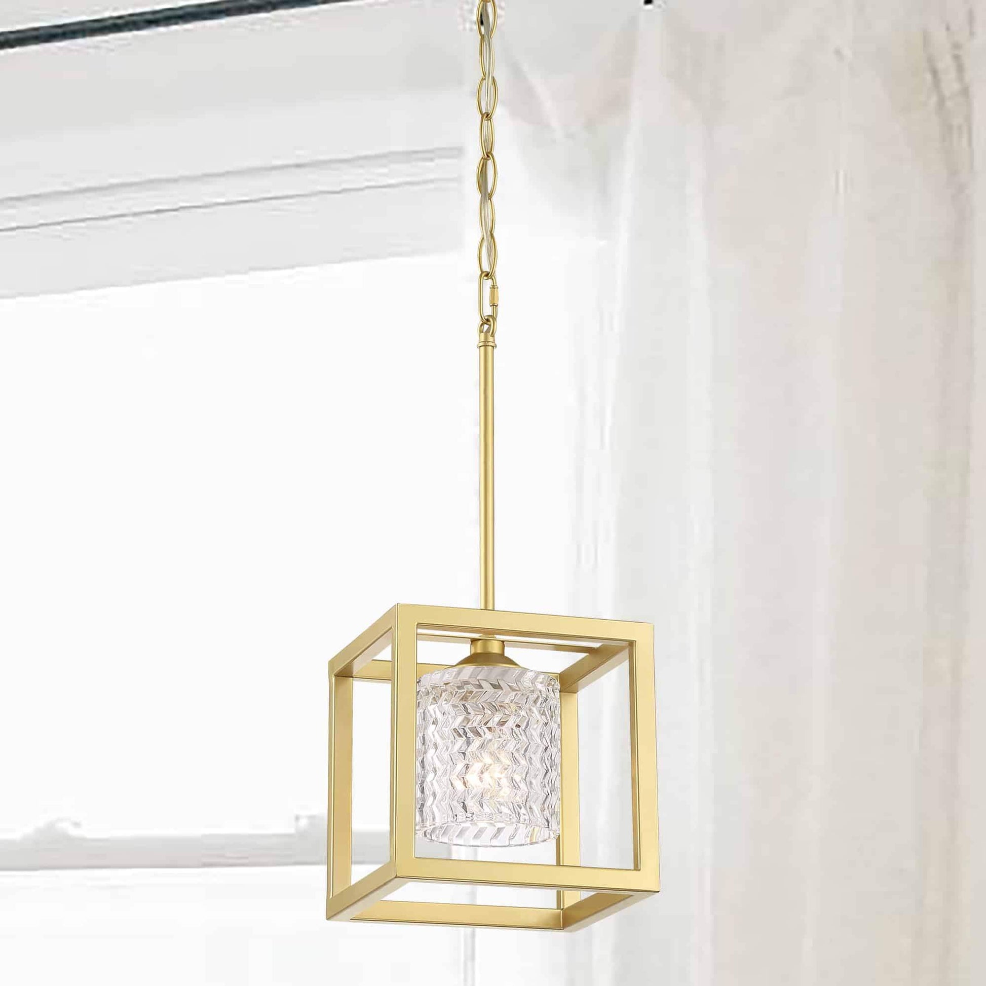 1 light square pendant with hand blown glass acceents (35) by ACROMA