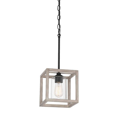 1 light square pendant with hand blown glass acceents (16) by ACROMA