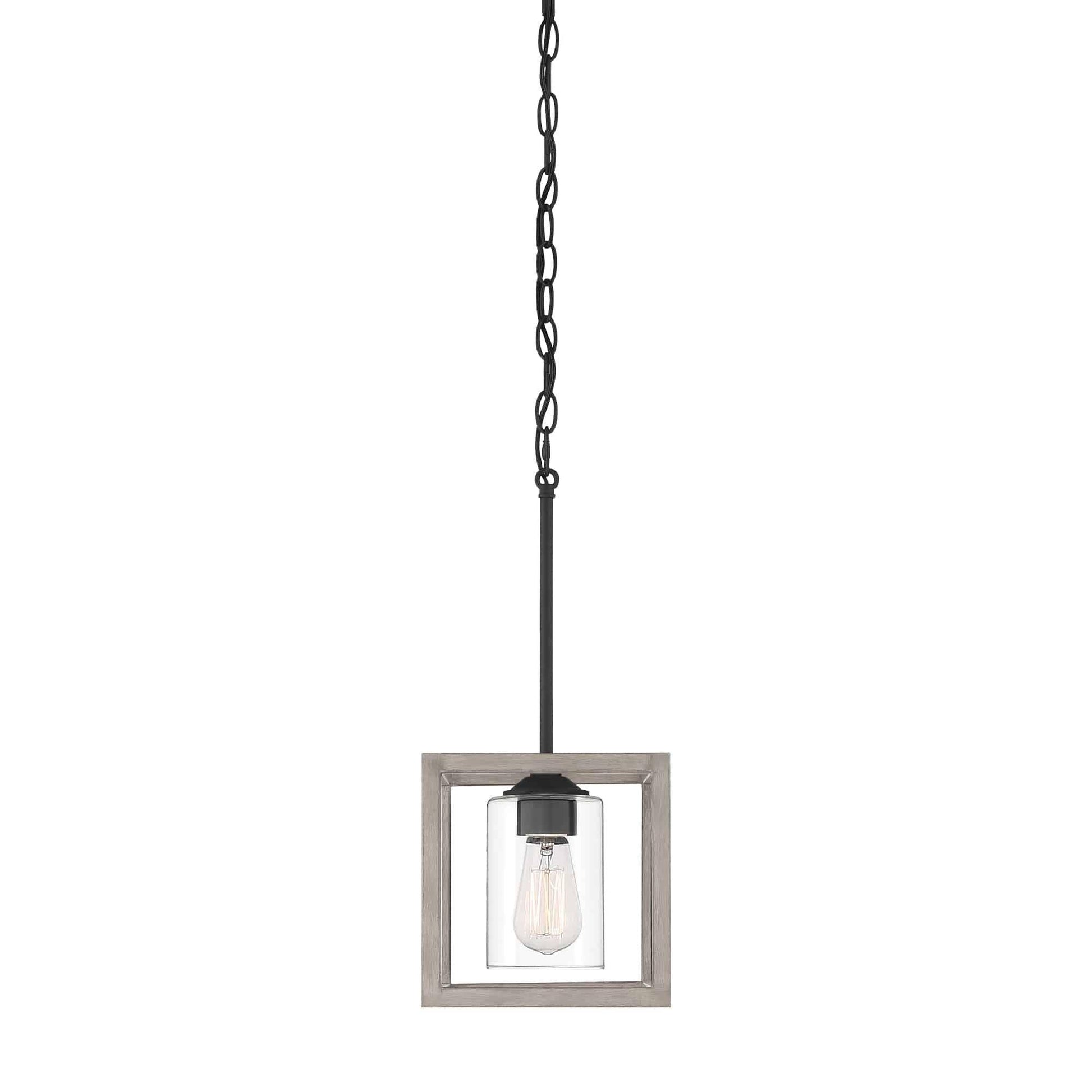 1 light square pendant with hand blown glass acceents (13) by ACROMA