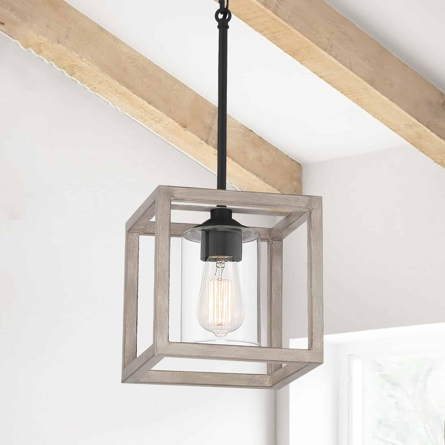 1 light square pendant with hand blown glass acceents (12) by ACROMA