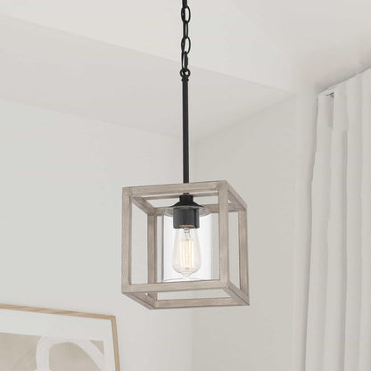 1 light square pendant with hand blown glass acceents (21) by ACROMA