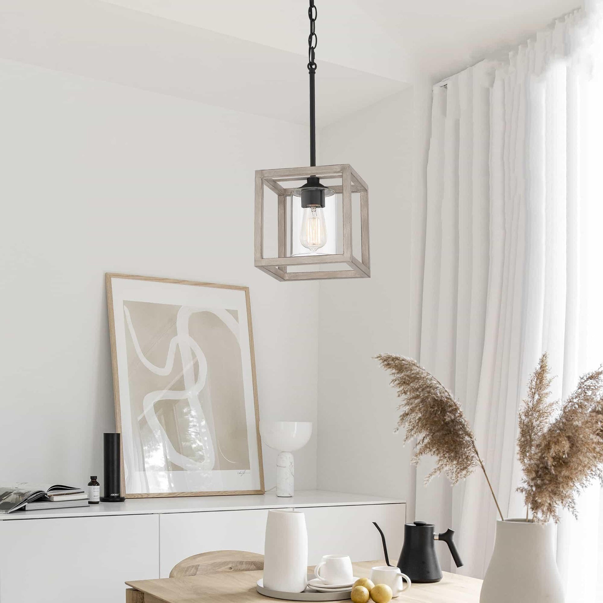 1 light square pendant with hand blown glass acceents (22) by ACROMA