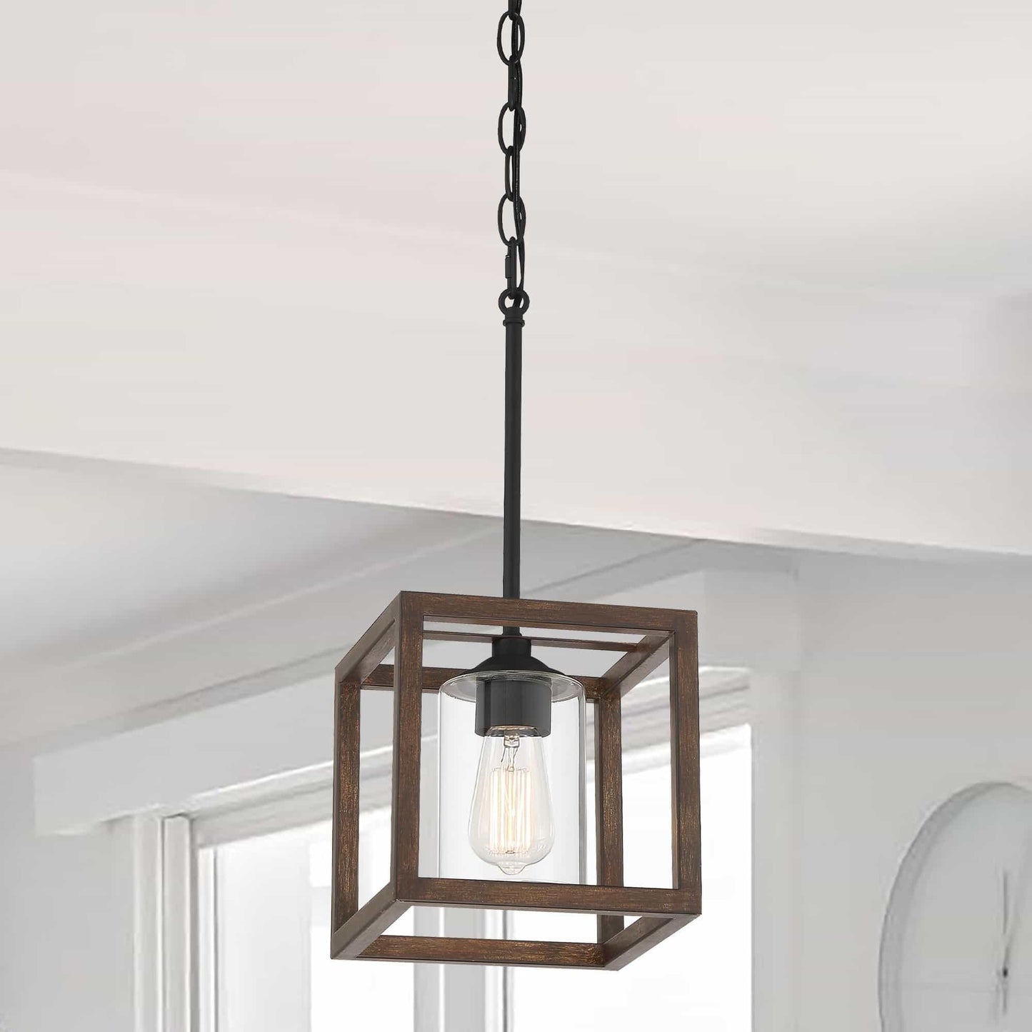 1 light square pendant with hand blown glass acceents (24) by ACROMA