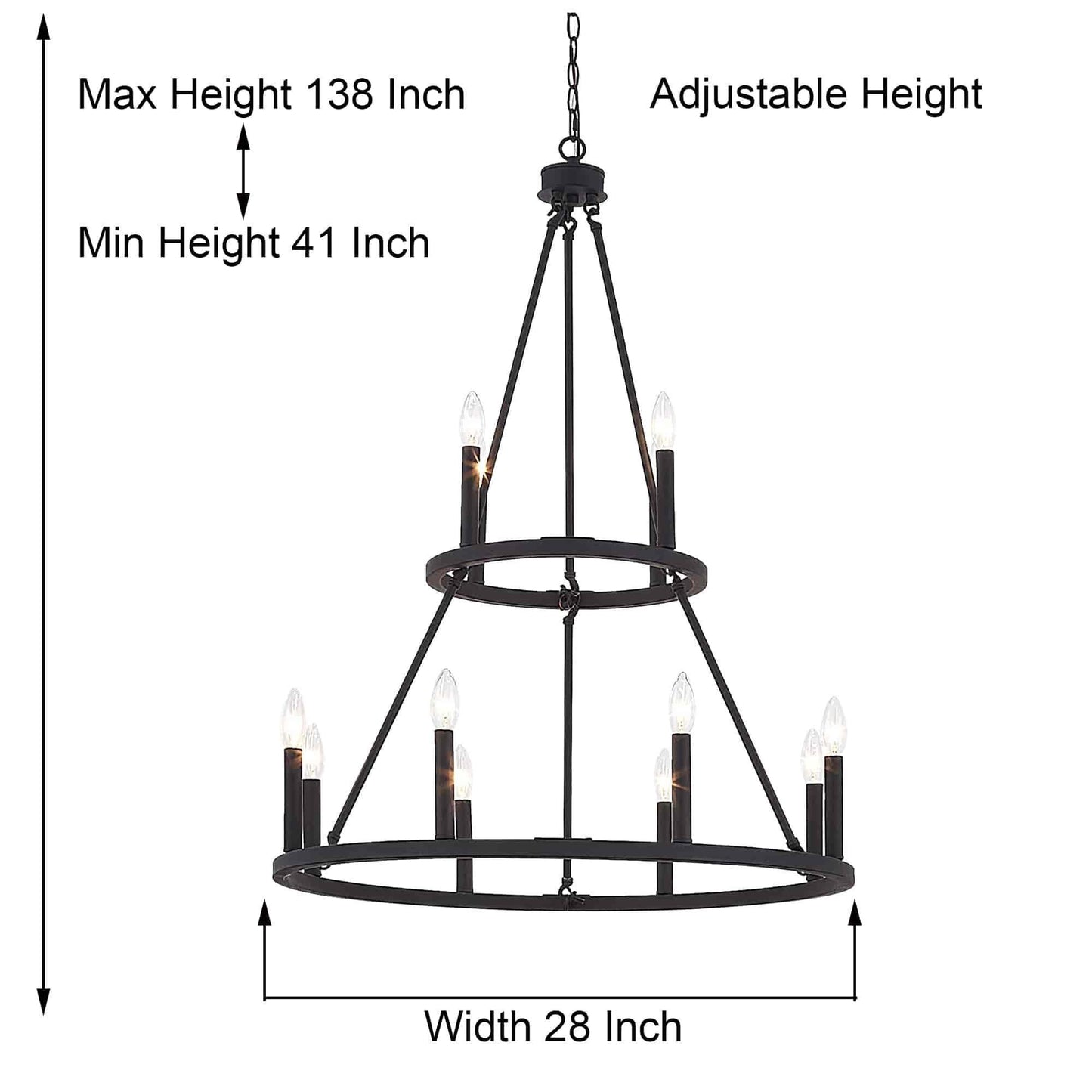 12 light candle style wagon wheel tiered chandelier (12) by ACROMA