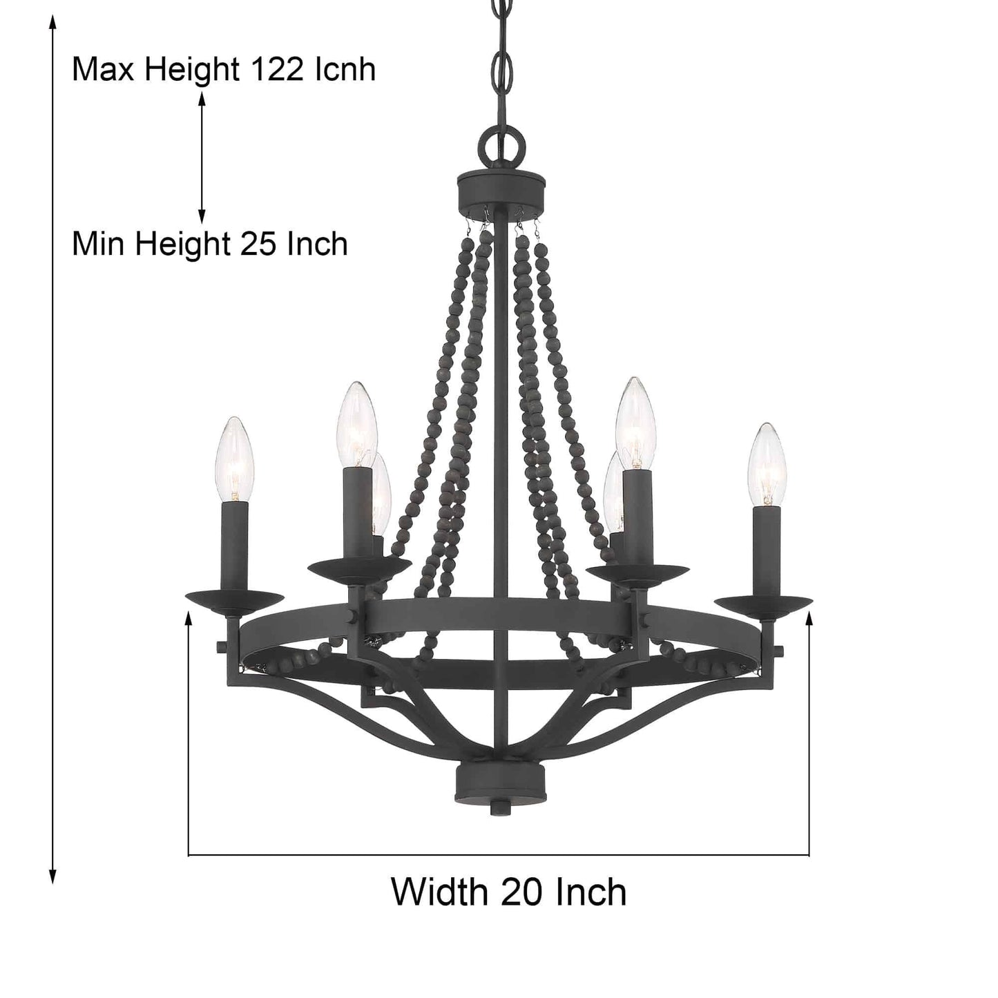 6 light candle style empire entryway chandelier with beaded accents (15) by ACROMA