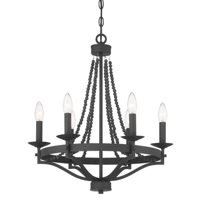 6 light candle style empire entryway chandelier with beaded accents (3) by ACROMA