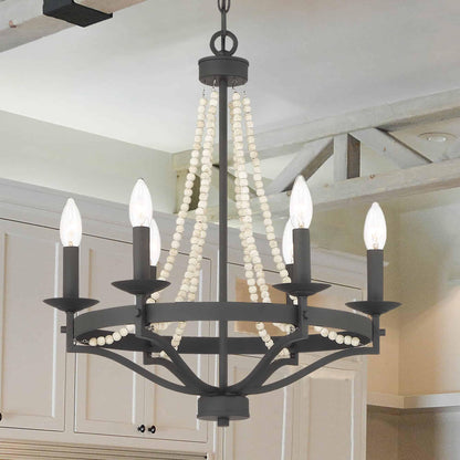 6 light candle style empire entryway chandelier with beaded accents (18) by ACROMA