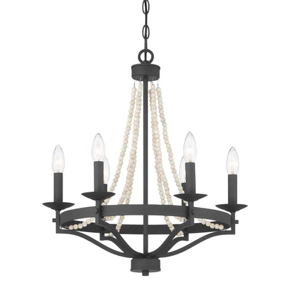 6 light candle style empire entryway chandelier with beaded accents (4) by ACROMA